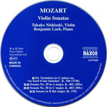 CD Wolfgang Amadeus Mozart: Violin Sonatas • 6