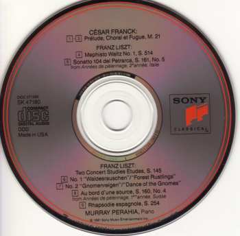 CD César Franck: Murray Perahia Plays Franck & Liszt