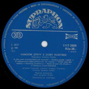 LP Musica Bohemica: Vánoční Zpěvy Z Doby Husitské (Christmas Carols From The Jistebnice Hymnal)