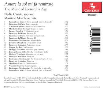 CD Massimo Marchese: Amore la Sol Mi Fa Remirare: The Music Of Leonardo's Age