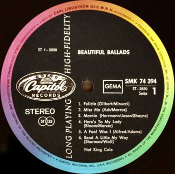 LP Nat King Cole: The Beautiful Ballads