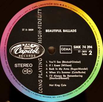 LP Nat King Cole: The Beautiful Ballads
