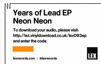 LP Neon Neon: Years Of Lead LTD | CLR