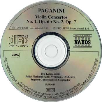CD Niccolò Paganini: Violin Concertos No. 1, Op. 6 ∙ No. 2, Op. 7