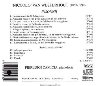 CD Niccolò van Westerhout: Insonnii