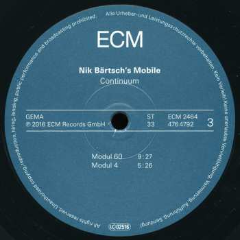 2LP Nik Bärtsch's Mobile: Continuum
