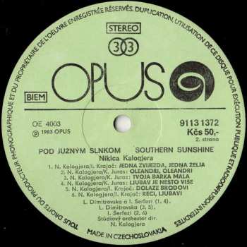 LP Nikica Kalogjera: Pod Južným Slnkom = Southern Sunshine