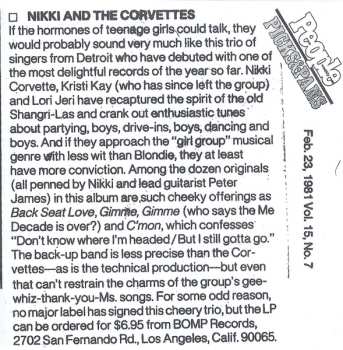 CD Nikki & The Corvettes: Nikki And The Corvettes