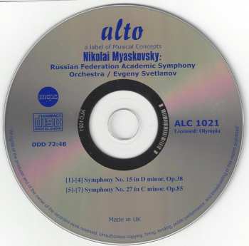 CD Russian State Symphony Orchestra: Complete Symphonic Works • Volume 11: Symphony No. 15, Symphony No. 27