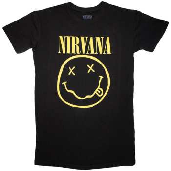 Merch Nirvana: Women's T-shirt Dress Yellow Happy Face
