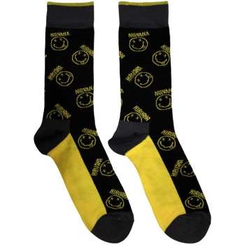 Merch Nirvana: Ankle Socks Happy Face & Logo Nirvana Stripes