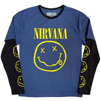 Merch Nirvana: Layered Long Sleeve T-shirt Yellow Happy Face