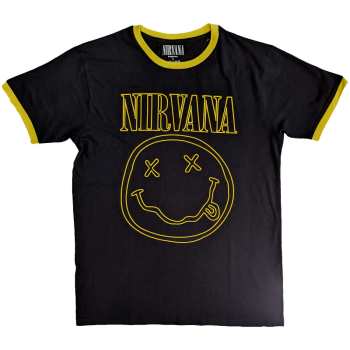 Merch Nirvana: Ringer T-shirt Outline Happy Face