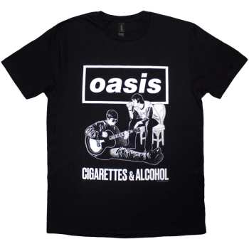 Merch Oasis: T-shirt Cigarettes & Alcohol Illustration Mono