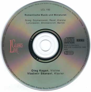 CD Oleg Kagan: Romantic Music & Miniatures
