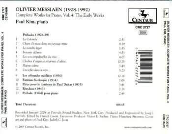 CD Olivier Messiaen: Complete Works For Piano, Vol. 4 (The Early Works)