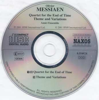 CD Olivier Messiaen: Quartet For The End Of Time / Theme And Variations