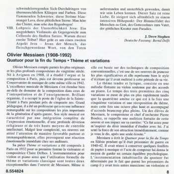 CD Olivier Messiaen: Quartet For The End Of Time / Theme And Variations