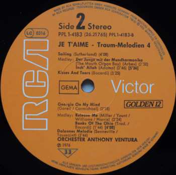 LP Orchester Anthony Ventura: Je T'aime 4 - Traum-Melodien