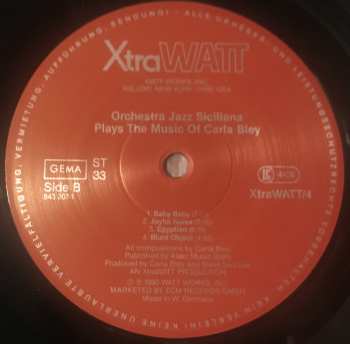 LP Orchestra Jazz Siciliana: Plays The Music Of Carla Bley