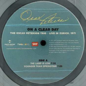 2LP Oscar Peterson: On A Clear Day: The Oscar Peterson Trio - Live In Zurich, 1971 LTD | NUM | CLR