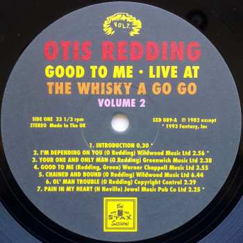 LP Otis Redding: Good To Me - Live At The Whisky A Go Go - Volume 2