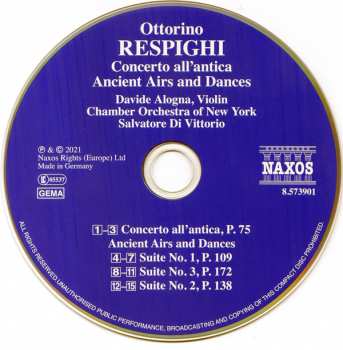 CD Ottorino Respighi: Concerto All'Antica • Ancient Airs And Dances