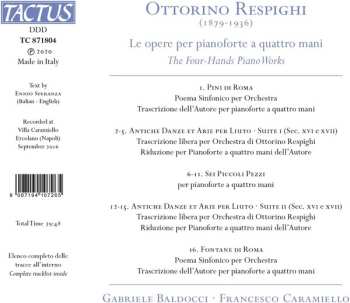 CD Ottorino Respighi: Le Opera Per Pianoforte A Quattro Mani