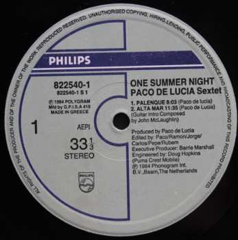 LP Paco De Lucia Sextet: Live... One Summer Night