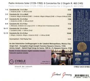 SACD Padre Antonio Soler: 6 Conciertos Für 2 Orgeln