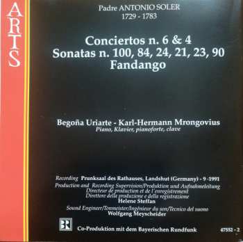 CD Padre Antonio Soler: Conciertos, Sonatas, Fandango