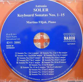 CD Padre Antonio Soler: Keyboard Sonatas Nos. 1-15