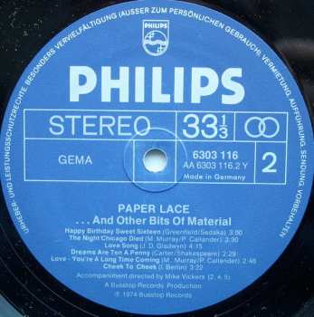 LP Paper Lace: ...And Other Bits Of Material