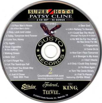 2CD Patsy Cline: 2 CD Set • 50 Songs