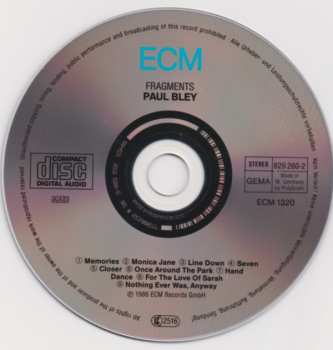 CD Paul Bley: Fragments