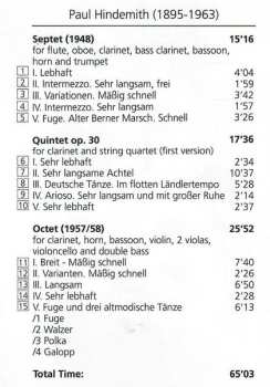CD Paul Hindemith: Septet (1948) / Clarinet Quintet Op. 30 (First Version) / Octet (1957/58)