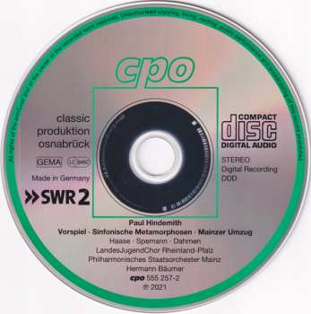CD Paul Hindemith: Mainzer Umzug ∙ Symphonische Metamorphosen
