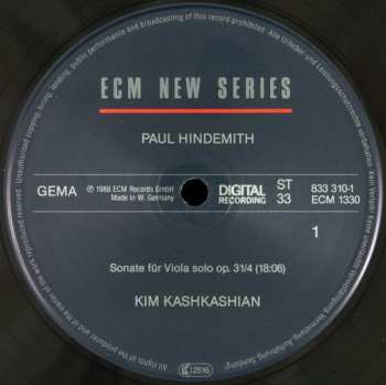 3LP/Box Set Paul Hindemith: Sonatas For Viola / Piano And Viola Alone