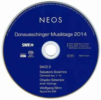 DVD/Box Set/SACD Wolfgang Rihm: Donaueschinger Musiktage 2014