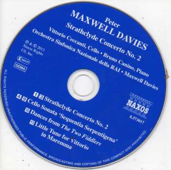 CD Orchestra Sinfonica Nazionale Della RAI: Strathclyde Concerto No.2 / Cello Sonata 'Sequencia Serpentigena'