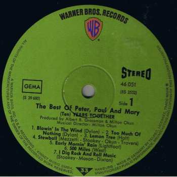 LP Peter, Paul & Mary: Ten Years Together The Best Of Peter, Paul And Mary