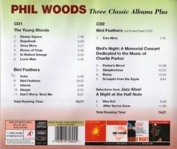 2CD Phil Woods: Three Classic Albums Plus: The Young Bloods / Bird Feathers / Bird's Night: A Memorial Concert Dedicated To The Music Of Charlie Parker / Jazz Alive! A Night For The Half Note