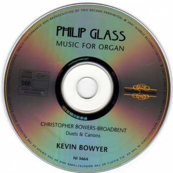 CD Philip Glass: Music For Organ / Duets And Canons