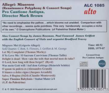 CD Pro Cantione Antiqua: Allegri: Miserere Renaissance Polyphony & Consort Songs