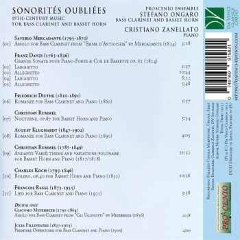 CD Proscenio Ensemble: Sonorités Oubliées: 19th-Century Music For Bass Clarinet And Basset Horn