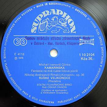 LP Pyotr Ilyich Tchaikovsky: Slovanský Pochod / V Čechách / Kamarinská / Ruské Velikonoce