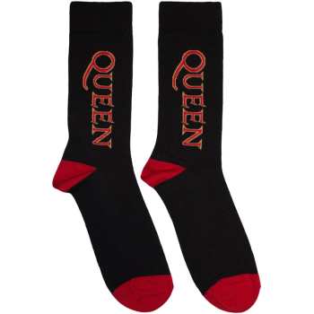 Merch Queen: Ankle Socks Red Logo Queen Vertical