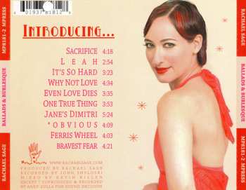 CD Rachael Sage: Ballads & Burlesque