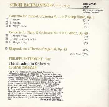 CD Sergei Vasilyevich Rachmaninoff: Piano Concertos 1 & 4 / Rhapsody On A Theme By Paganini
