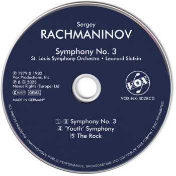 CD Sergei Vasilyevich Rachmaninoff: Symphony No. 3 / 'Youth' Symphony · The Rock